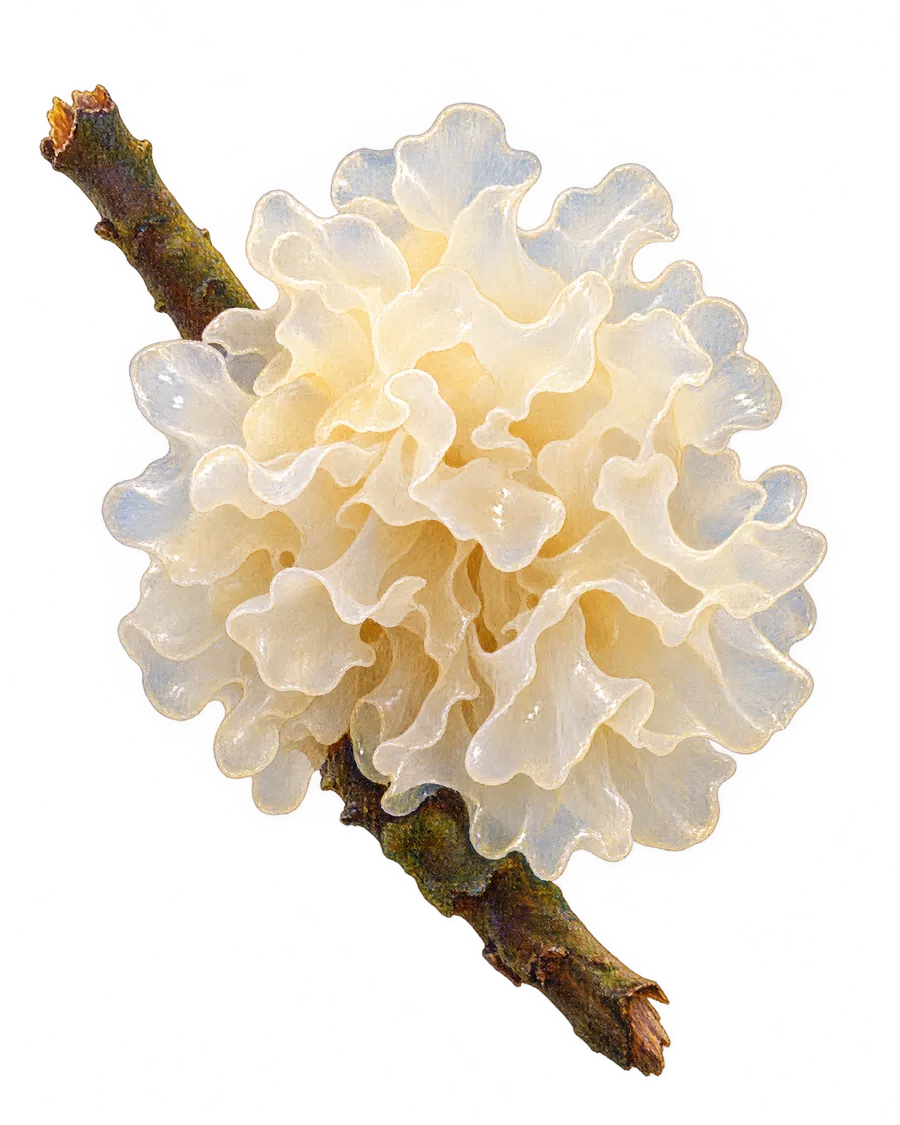 Illustration of Snow Fungus (Tremella fuciformis)